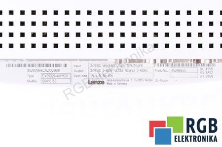 EVS9326-KHV531 LENZE 3-F, 14.6KW, 480V, 22.3A, 480HZ
