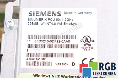 6FC5210-0DF22-0AA0 SIEMENS VERSION D SINUMERIK PCU 50