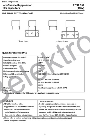 KONDENSATORIUS PCX2337 PILKOR 2.2UF