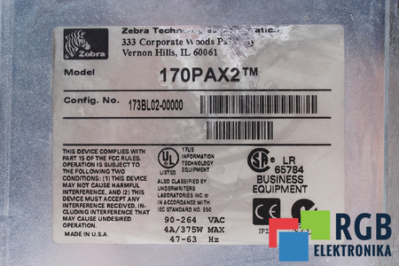 170PAX2 ZEBRA 173BL02-00000 ETIKEČIŲ SPAUSDINTUVAS