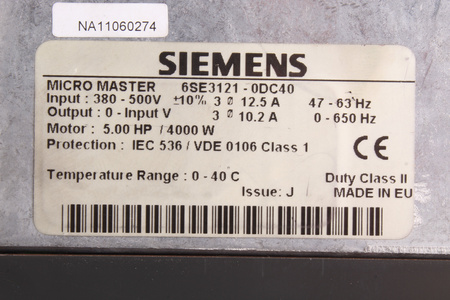 6SE3121-0DC40 SIEMENS MICROMASTER