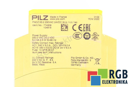 PNOZ X3.2 230VAC 24VDC 3N/O 1N/C 1SO PILZ