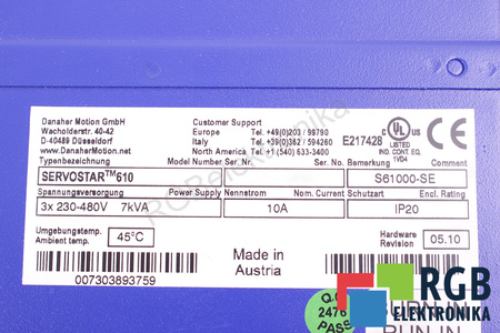 S61000-SE KOLLMORGEN SEIDEL SERVOSTAR 610