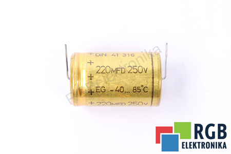 KONDENSATORIUS 220MFD 250V ROE DIN41316