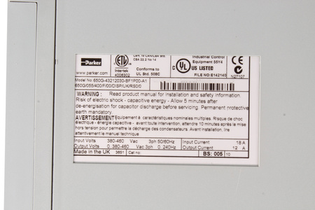 650G-43212030-BF1P00-A1 PARKER 650G/055/400/F/00/DISP/UK/RS0/0