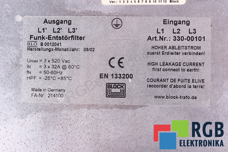 ART.NR. 330-00101 BLOCK B0012041