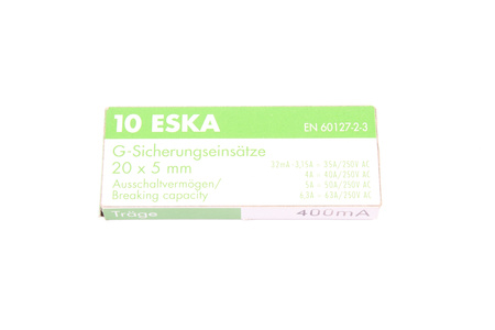 LĖTO VEIKIMO SAUGIKLIS 522.513 ESKA ZKT-0.4A 250V, 0.4A, 5X20MM, 10PCS