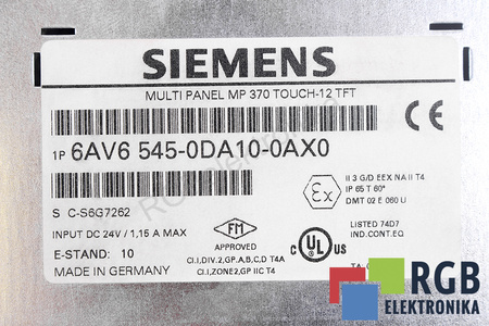6AV6545-0DA10-0AX0 SIEMENS MULTI PANEL MP 370 TOUCH-12 TFT SIMATIC