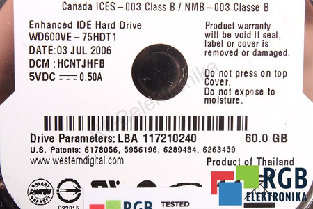 WD600VE-75HDT1 WESTERN DIGITAL WD600VE SCORPIO 60GB IDE